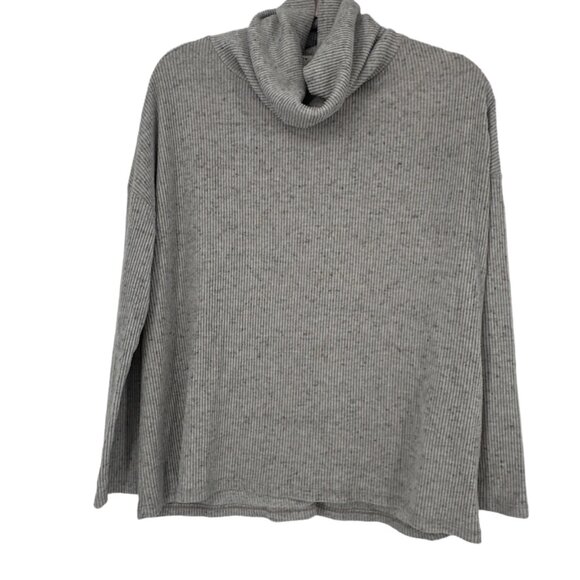 dylan Sweaters - Dylan Fuzzy Flecked Fleece Cowl Neck Top Grey Size Small